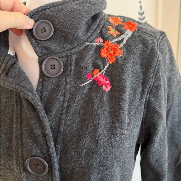Johnny Was Gray Floral Embroidered Coat - Picture 2 of 8